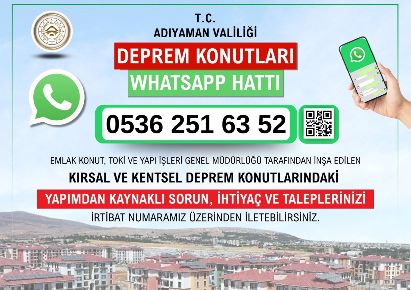 Deprem Konutları WhatsApp Hattı Hizmete Sunuldu