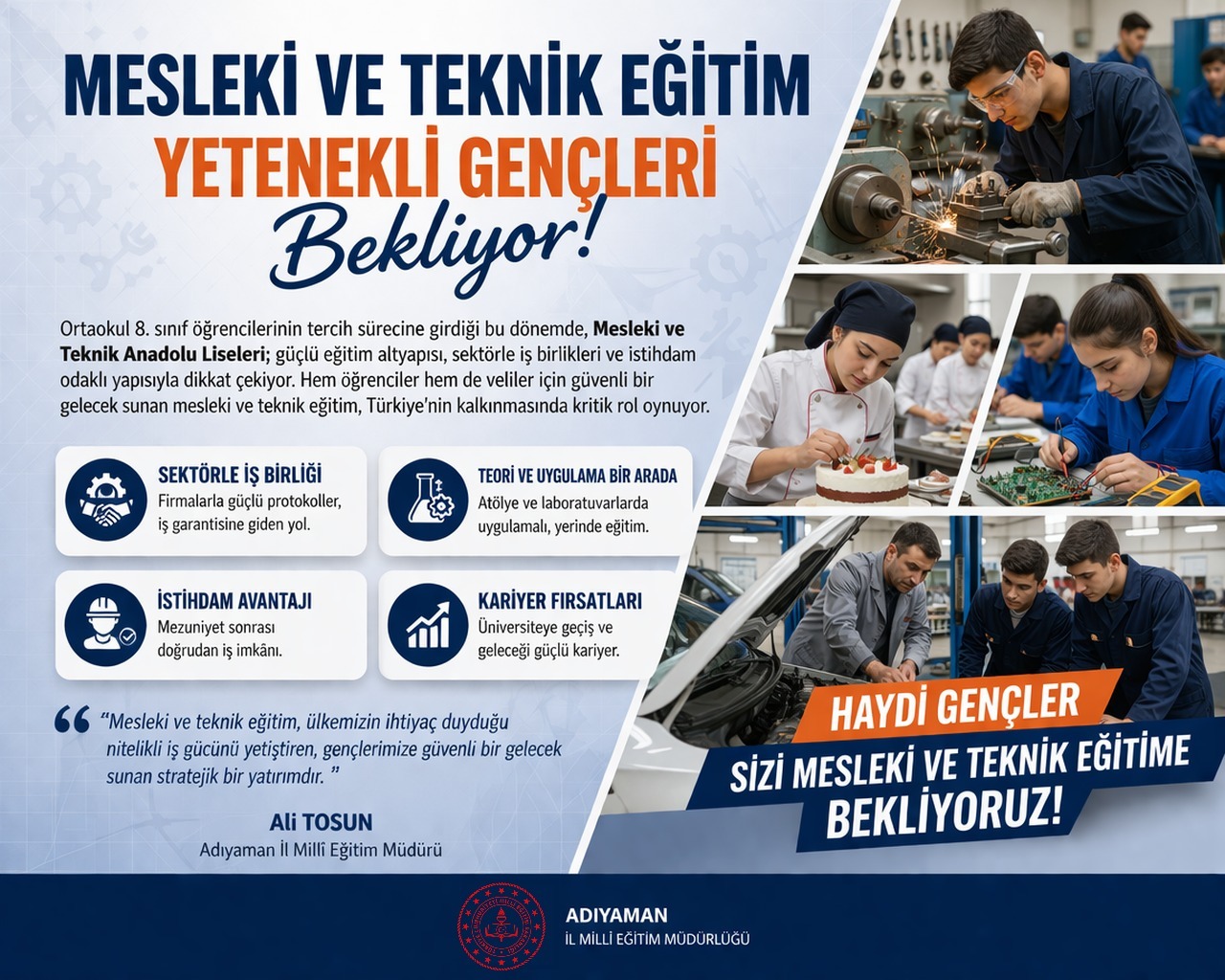 Mesleki ve Teknik Eğitim Yetenekleri Gençleri Bekliyor