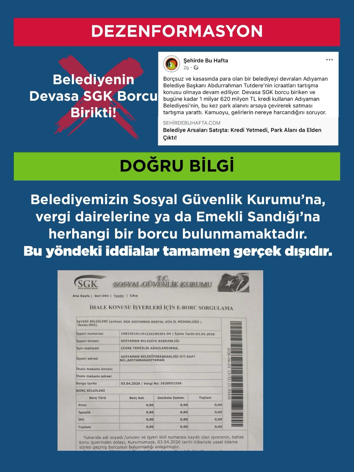 Adıyaman Belediyesi'nden Açıklama