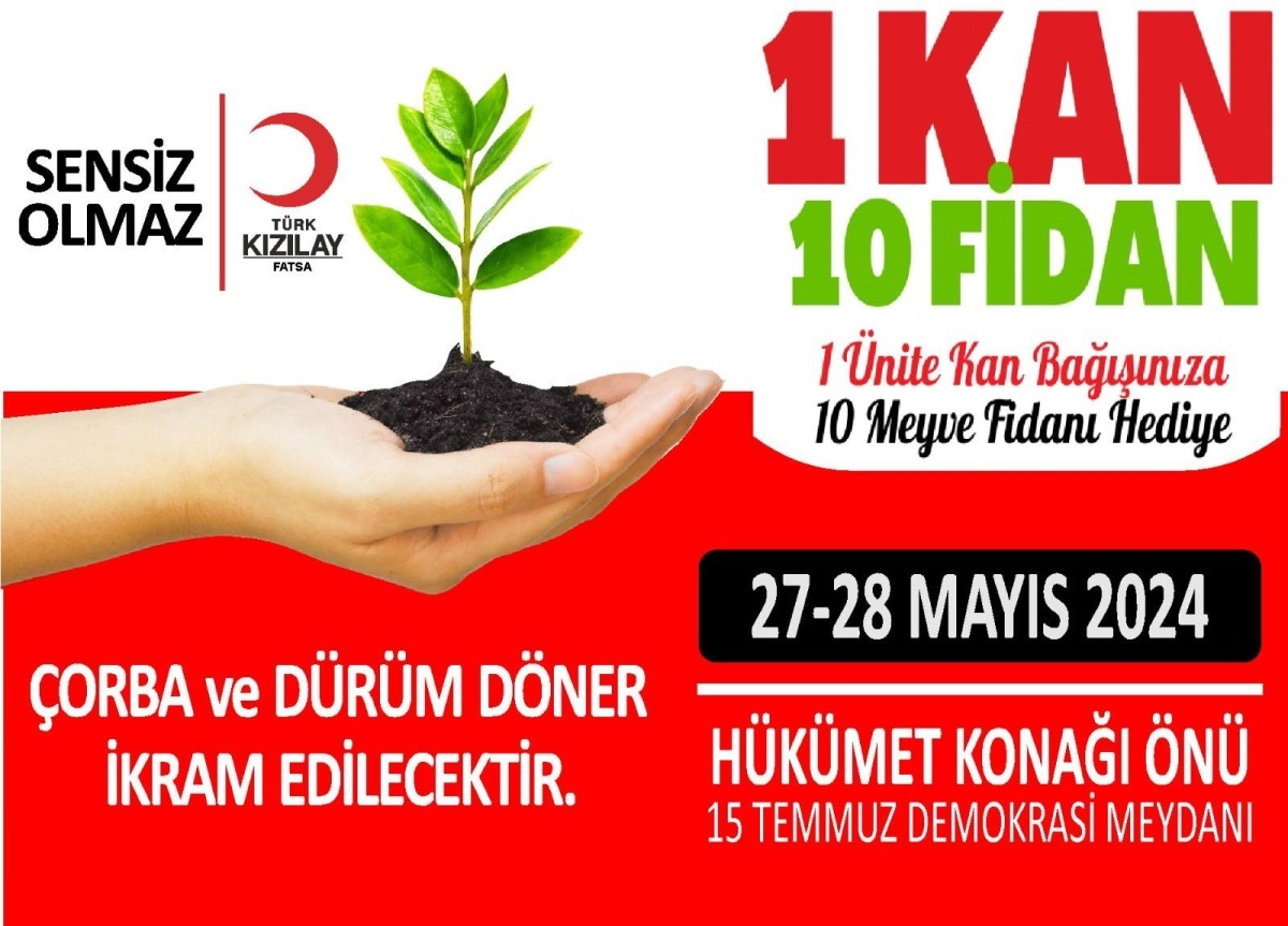 Fatsa Kızılay'ından 1 kan, 10 fidan kampanyası