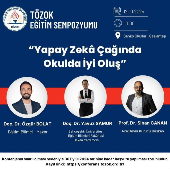 SANKO Okulları, 'Yapay Zeka Çağında Okulda İyi Oluş Temalı Eğitim Sempozyumu'na ev sahipliği yapacak
