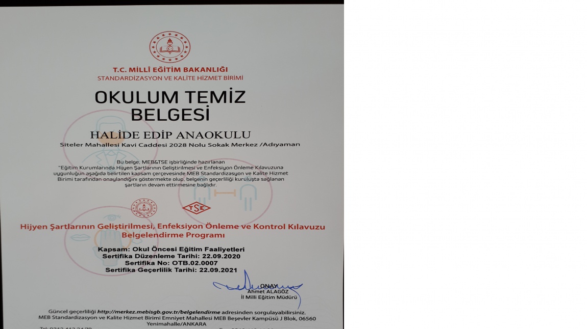 Halide Edip Anaokulu Okulum Temiz Belgesini Aldı